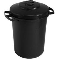 Click for a bigger picture.80 LTR Black Plastic Dustbin with Lid