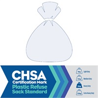 Click for a bigger picture.Clear Refuse Sacks CHSA - Heavy Duty (15kg) 90L 18x29x38 - 100% Recycled