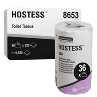 Click for a bigger picture.Kimberly-Clark 8653 Hostess 320 Sheet Toilet Roll 2ply White - Twin Pack