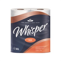 Click for a bigger picture.Whisper 320 Sheet Toilet Rolls 2ply - Premium