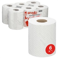 Click for a bigger picture.Kimberly-Clark 6222 White Wypall REACH Centrefeed Roll L10 1Ply 430 Sheet / 163.4m